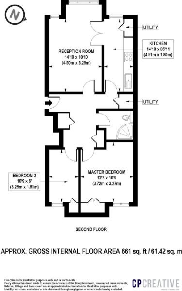 Floor Plan Image for 2 Bedroom Flat for Sale in Arnewood Close, London, SW15
