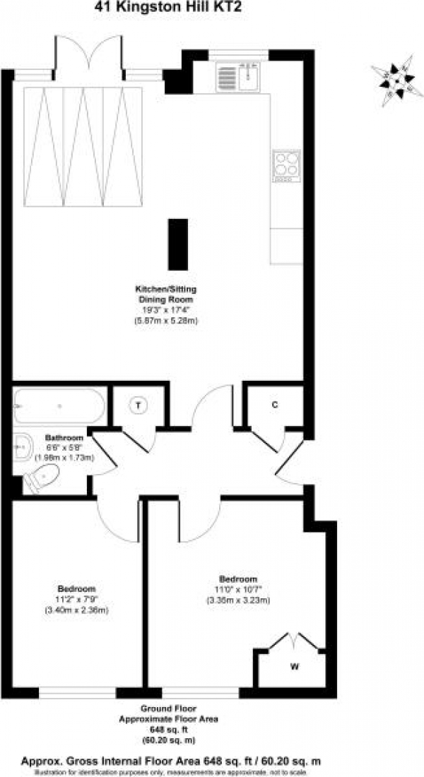 Floor Plan Image for 2 Bedroom Property for Sale in Kingston Hill, Kingston Upon Thames, KT2