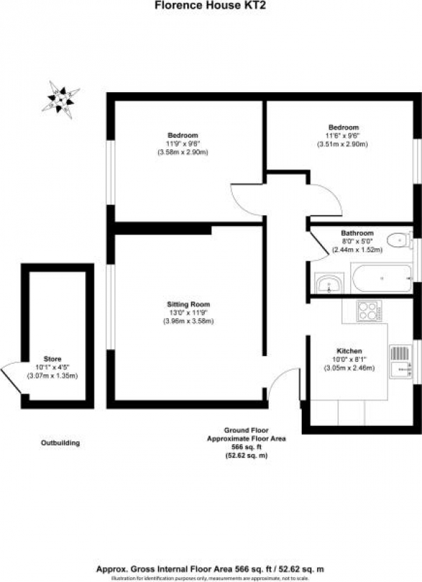 Floor Plan Image for 2 Bedroom Flat for Sale in Florence Road, Kingston Upon Thames, KT2