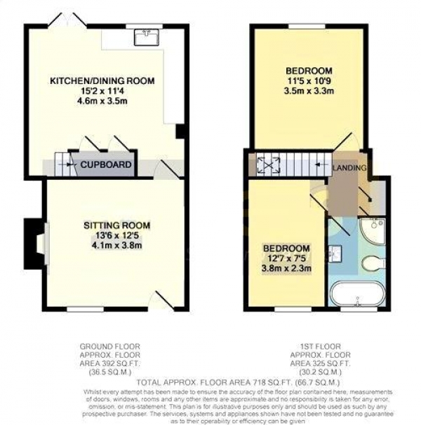 Floor Plan for 2 Bedroom Semi-Detached House for Sale in Chinnor, Lower Icknield Way, OX39, 4DZ - Fixed Price &pound342,000