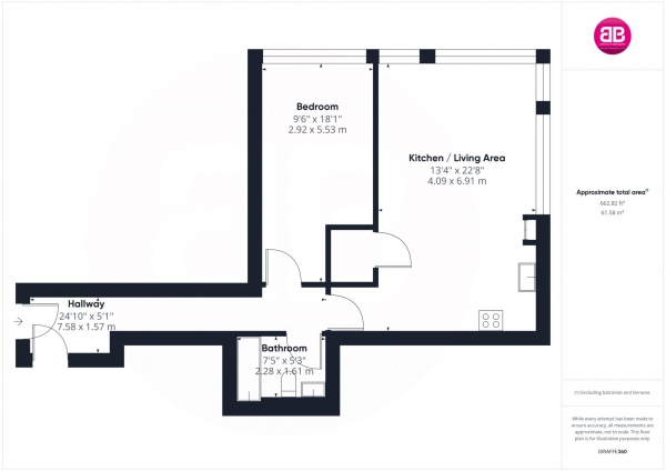 Floor Plan for 1 Bedroom Flat for Sale in Claremont Place, Chinnor, OX39, 4FX - Guide Price &pound230,000