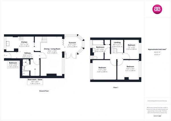 Floor Plan for 3 Bedroom End of Terrace House for Sale in Middle Way, Chinnor, OX39, 4TP - Guide Price &pound425,000