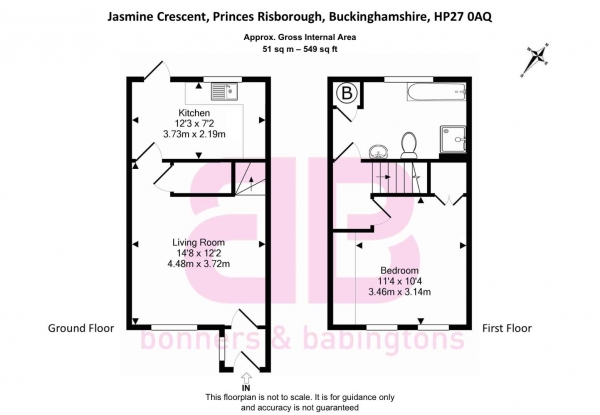 Floor Plan Image for 1 Bedroom End of Terrace House to Rent in Jasmine Crescent, Princes Risborough