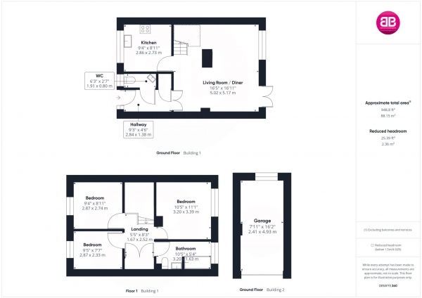 Floor Plan Image for 3 Bedroom End of Terrace House for Sale in Woodfield, Lacey Green