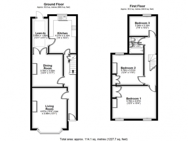 Floor Plan Image for 3 Bedroom Terraced House for Sale in Addington Road, Reading