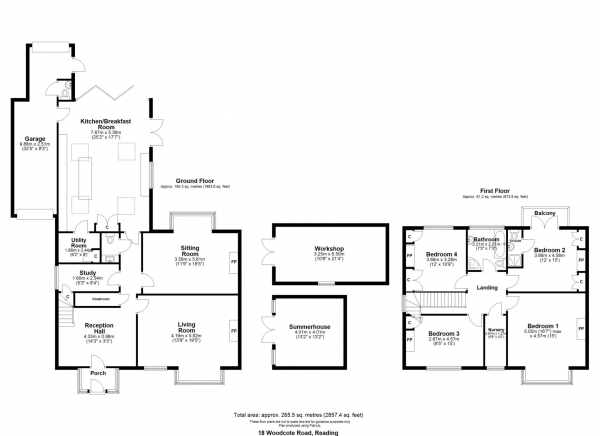 Floor Plan for 4 Bedroom Detached House for Sale in Woodcote Road, Caversham Heights, Reading, Caversham Heights, RG4, 7BA -  &pound1,295,000