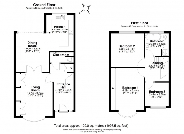 Floor Plan Image for 3 Bedroom Semi-Detached House for Sale in Westdene Crescent, Caversham Heights