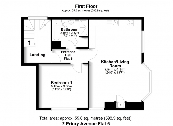 Floor Plan Image for 1 Bedroom Apartment for Sale in Priory Avenue, Caversham