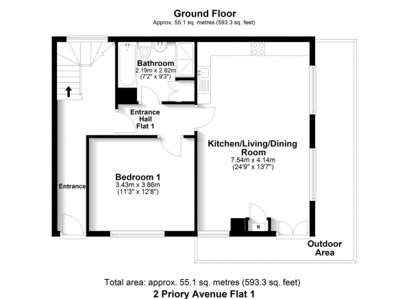 Floor Plan Image for 1 Bedroom Apartment for Sale in Priory Avenue, Caversham