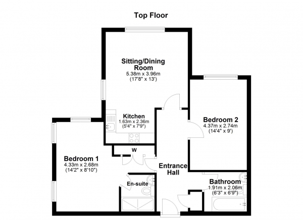 Floor Plan Image for 2 Bedroom Apartment for Sale in Kidmore Road, Caversham Heights, Reading