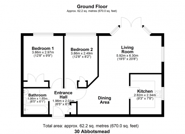 Floor Plan Image for 2 Bedroom Apartment for Sale in Abbotsmead, Caversham