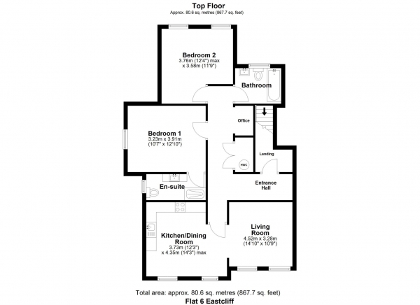 Floor Plan Image for 2 Bedroom Apartment for Sale in Eastcliff, The Warren