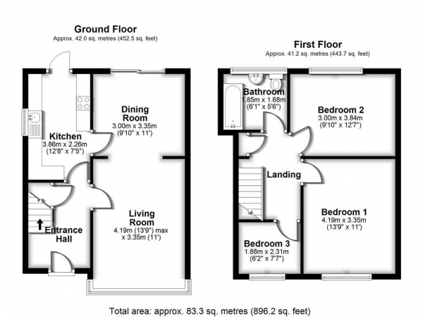 Floor Plan Image for 3 Bedroom Semi-Detached House for Sale in Mayfield Drive, Caversham, Reading