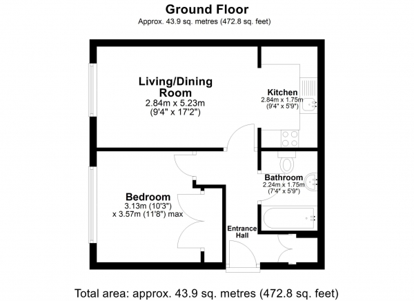 Floor Plan Image for 1 Bedroom Flat for Sale in Archway House, Gosbrook Road, Caversham, Reading