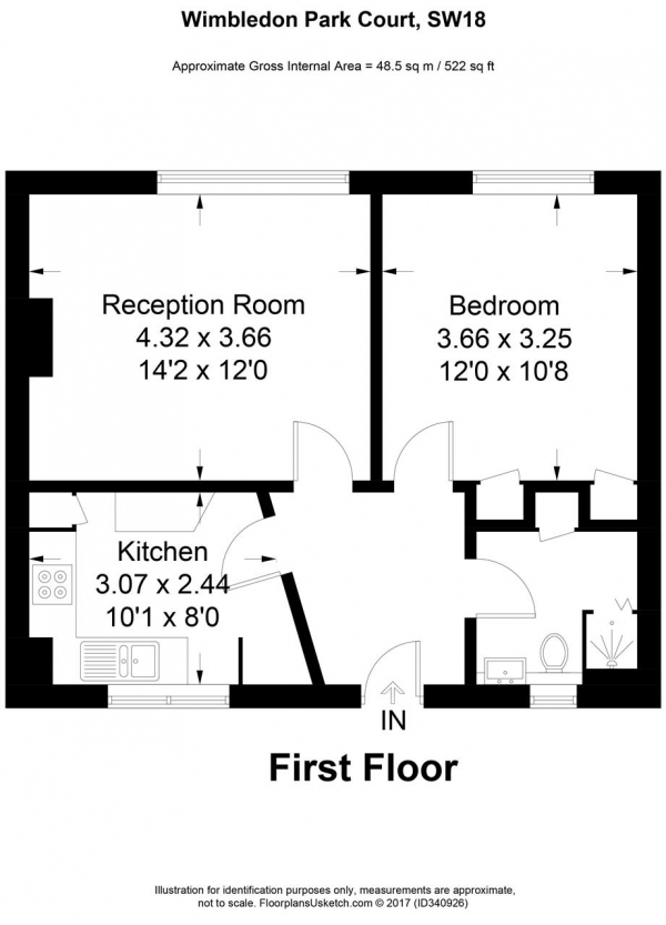 Floor Plan Image for 1 Bedroom Apartment for Sale in Wimbledon Park Court, Wimbledon Park Road, London