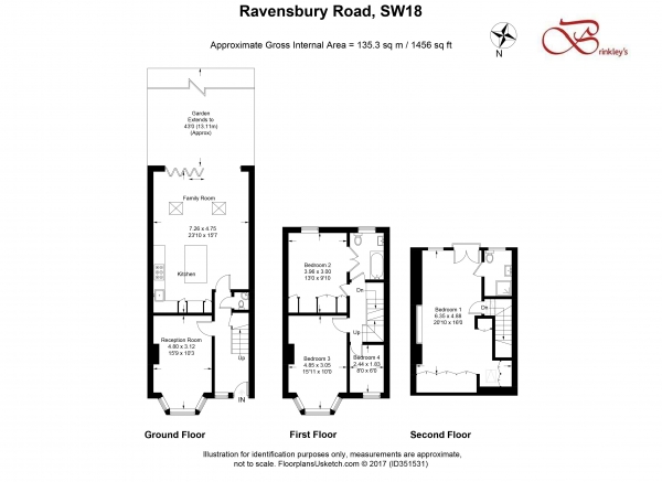 Floor Plan Image for 4 Bedroom Terraced House for Sale in Ravensbury Road, Wimbledon Park