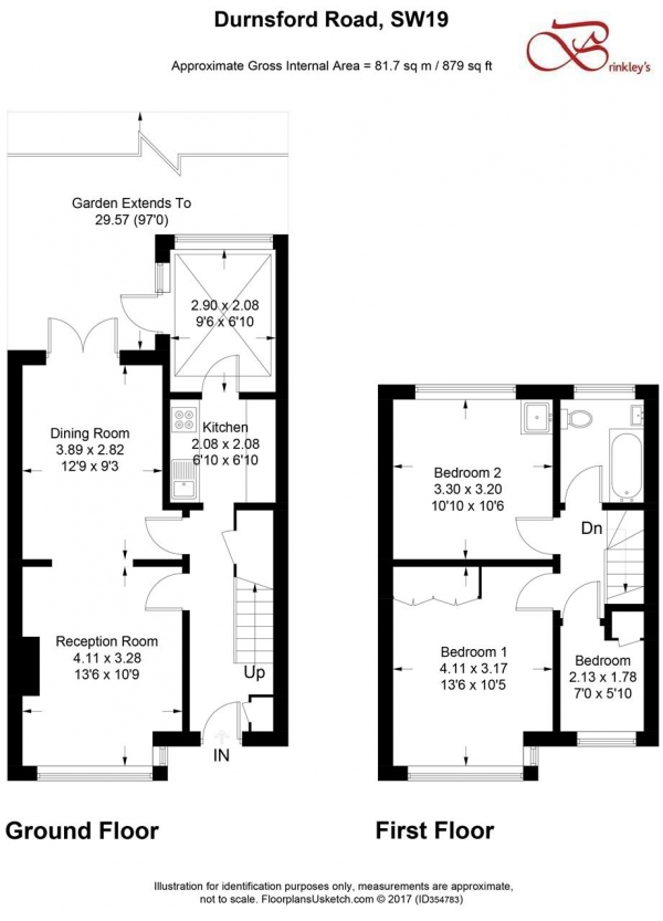 Floor Plan Image for 3 Bedroom End of Terrace House for Sale in Durnsford Road, Wimbledon