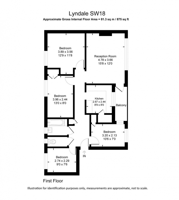 Floor Plan Image for 4 Bedroom Apartment to Rent in Lindale, Wimbledon Park Road, London