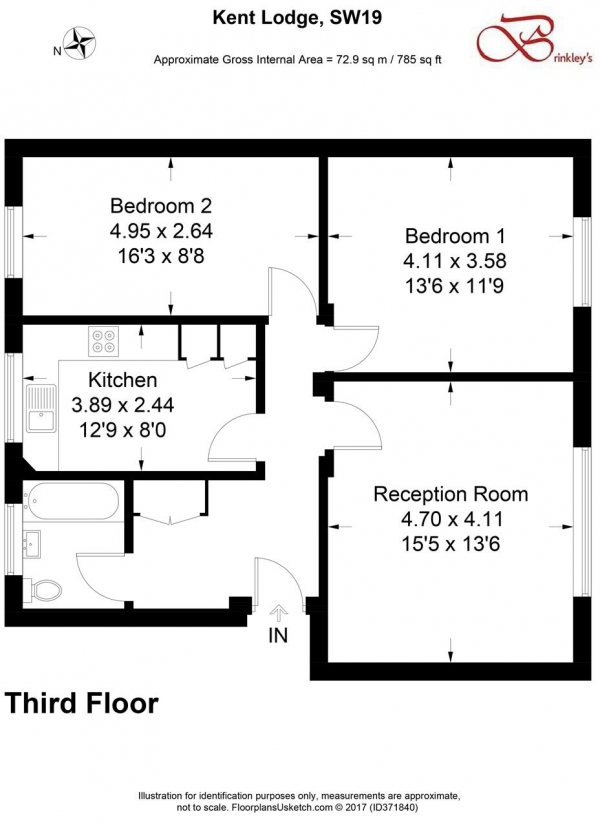 Floor Plan Image for 2 Bedroom Apartment for Sale in Kent Lodge, Inner Park Road, Southfields