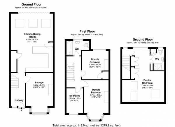 Floor Plan Image for 4 Bedroom Terraced House to Rent in Durnsford Avenue, Wimbledon Park