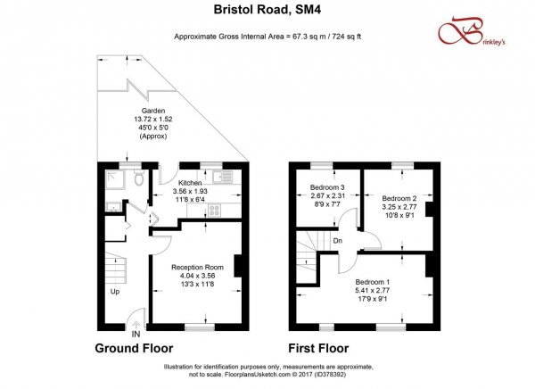 Floor Plan Image for 3 Bedroom Terraced House for Sale in Bristol Road, Morden