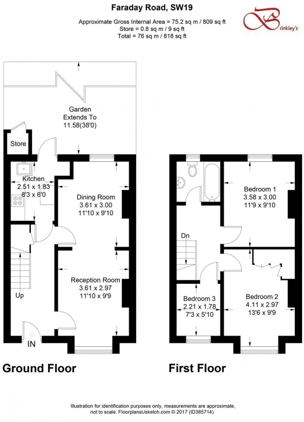 Floor Plan Image for 3 Bedroom Terraced House for Sale in Faraday Road, Wimbledon