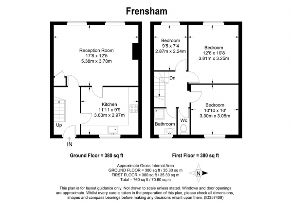 Floor Plan Image for 3 Bedroom Maisonette to Rent in Frensham Drive, Putney