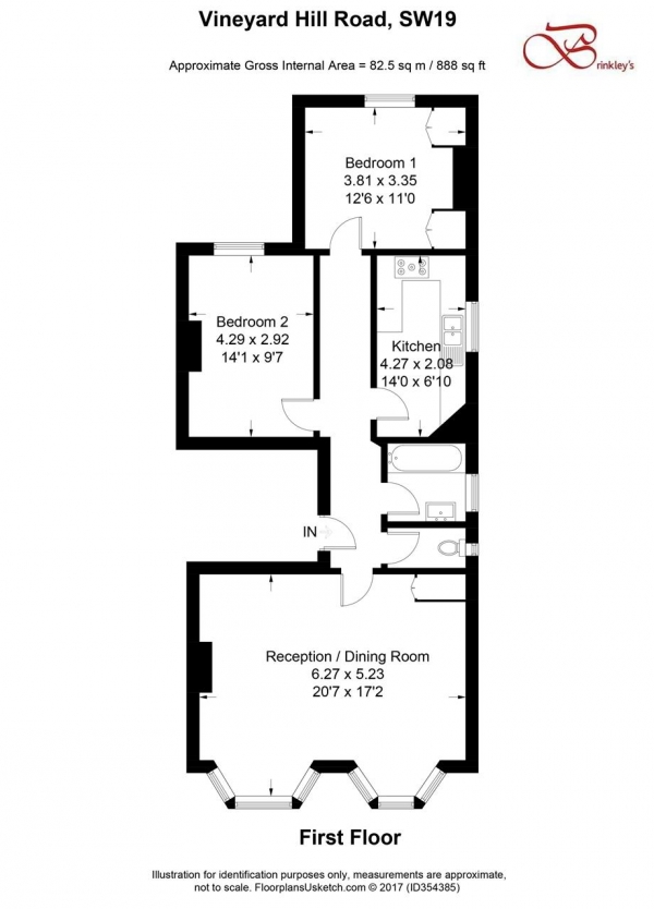 Floor Plan Image for 2 Bedroom Apartment to Rent in Vineyard Hill Road, Wimbledon Park