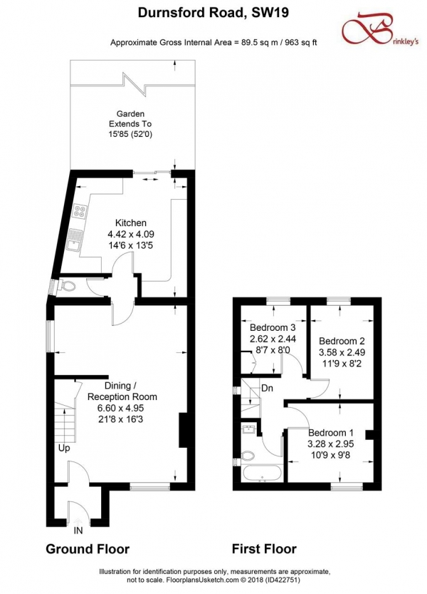 Floor Plan Image for 3 Bedroom End of Terrace House for Sale in Durnsford Road, Wimbledon