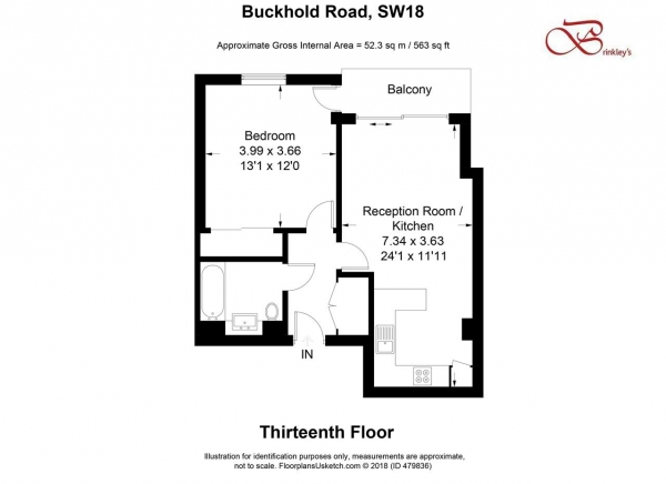 Floor Plan Image for 1 Bedroom Apartment for Sale in Copperlight Apartments, 16 Buckhold Road, Wandsworth