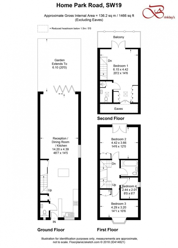 Floor Plan Image for 4 Bedroom End of Terrace House to Rent in Home Park Road, Wimbledon Park