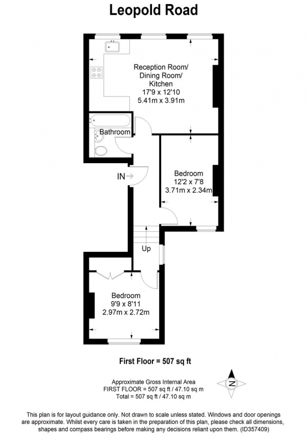 Floor Plan Image for 2 Bedroom Apartment to Rent in Leopold Road, London