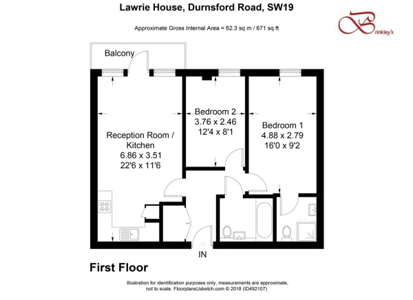 Floor Plan Image for 2 Bedroom Apartment for Sale in Lawrie House, 1 Durnsford Road, Wimbledon