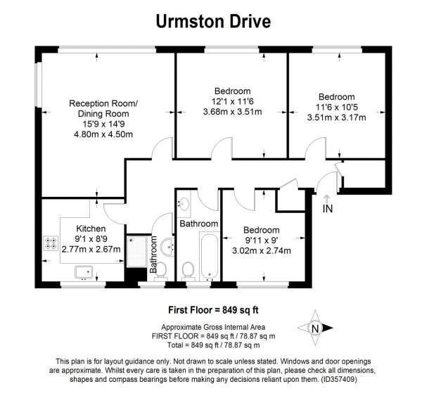 Floor Plan Image for 3 Bedroom Apartment for Sale in Urmston Drive, Southfields