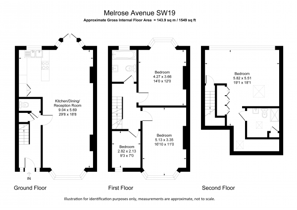 Floor Plan Image for 4 Bedroom Terraced House to Rent in Melrose Avenue, Wimbledon Park