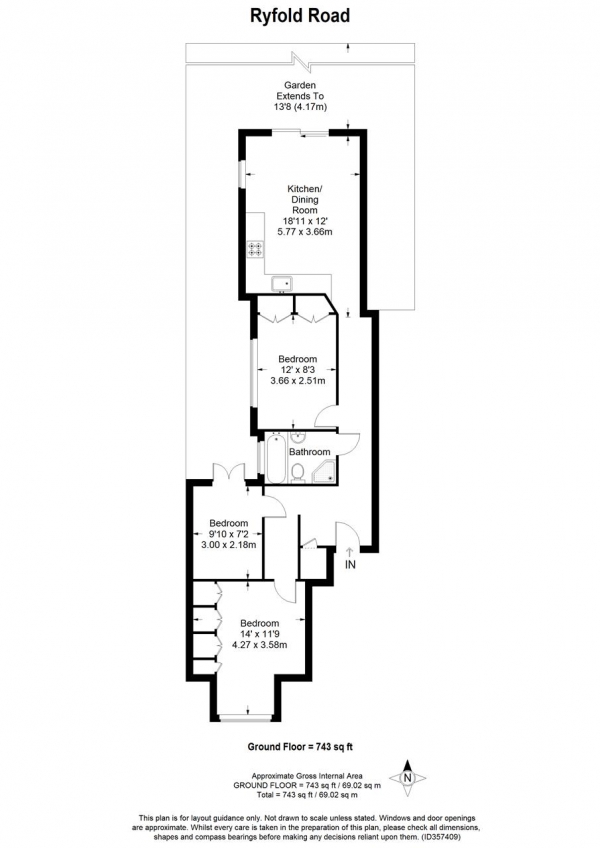 Floor Plan Image for 3 Bedroom Maisonette to Rent in Ryfold Road, Wimbledon Park