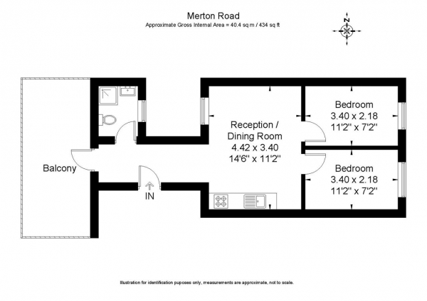 Floor Plan Image for 2 Bedroom Apartment to Rent in Merton Road, Southfields, London