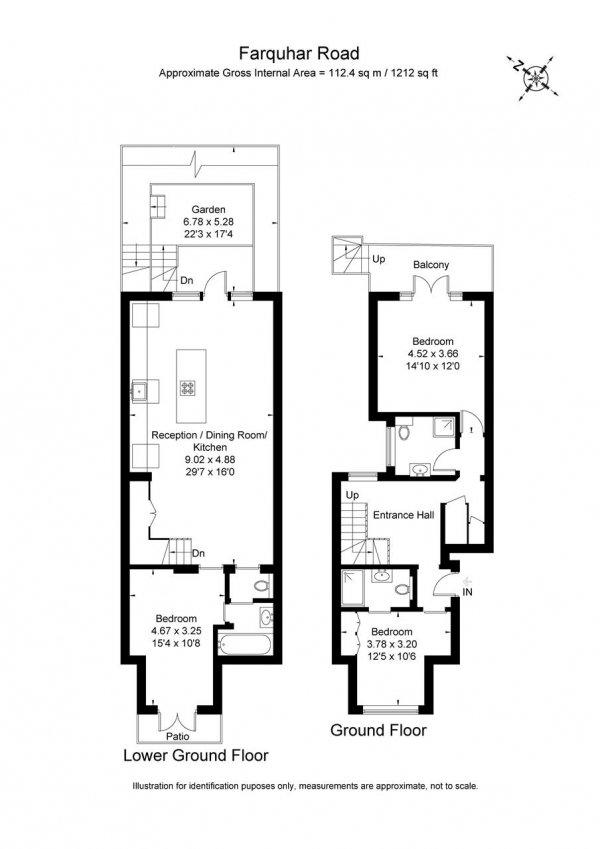 Floor Plan Image for 3 Bedroom Apartment to Rent in Farquhar Road, London