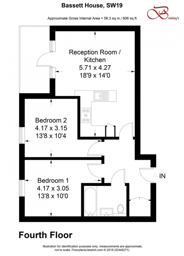 Floor Plan Image for 2 Bedroom Apartment to Rent in Bassett House, 1 Durnsford Road, Wimbledon