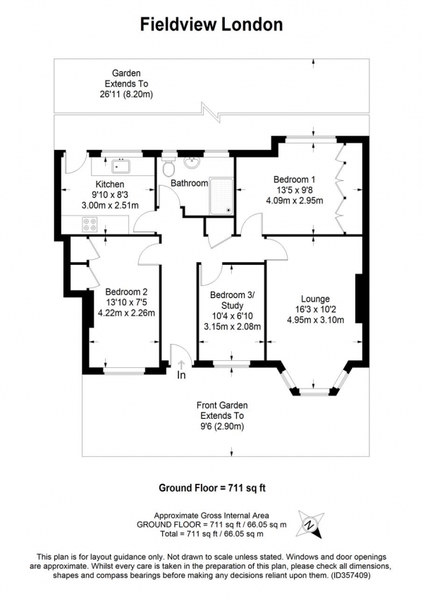 Floor Plan Image for 3 Bedroom Maisonette for Sale in Fieldview, Earlsfield