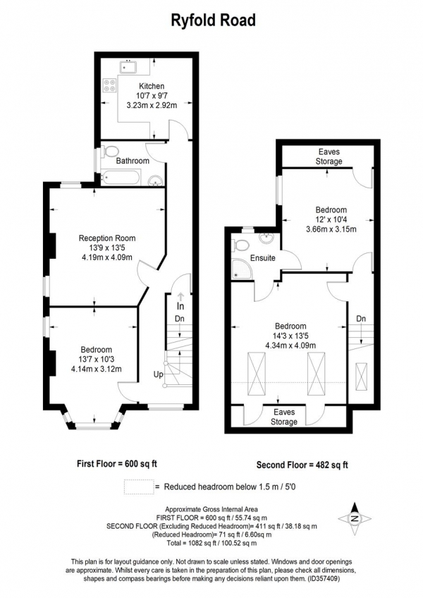 Floor Plan Image for 3 Bedroom Apartment to Rent in Ryfold Road, London