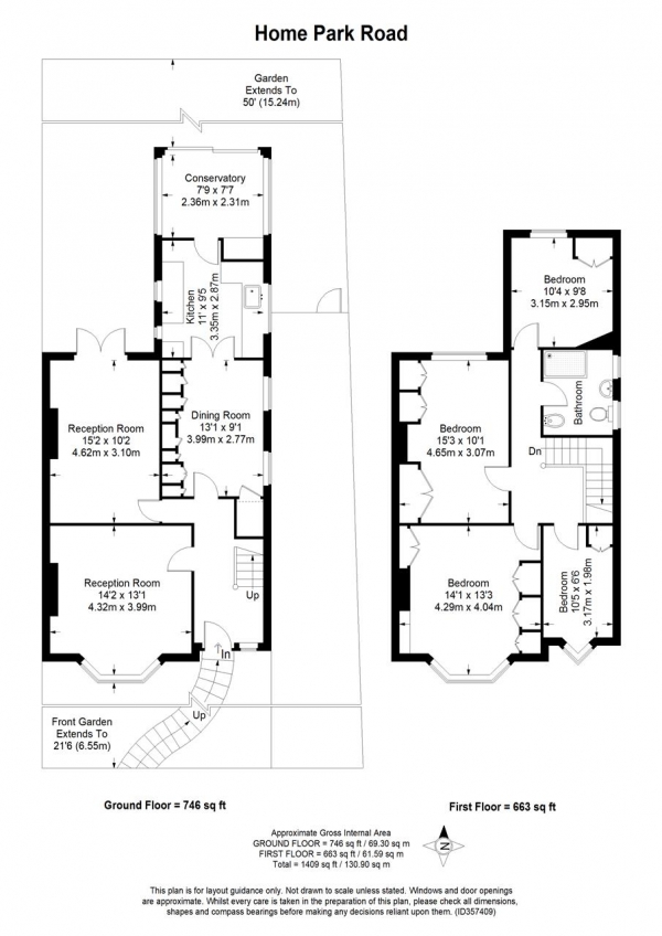 Floor Plan Image for 4 Bedroom Semi-Detached House for Sale in Home Park Road, Wimbledon Park