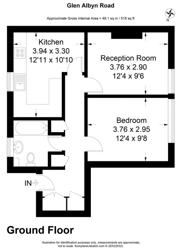 Floor Plan Image for 1 Bedroom Apartment to Rent in Glen Albyn Road, Southfields