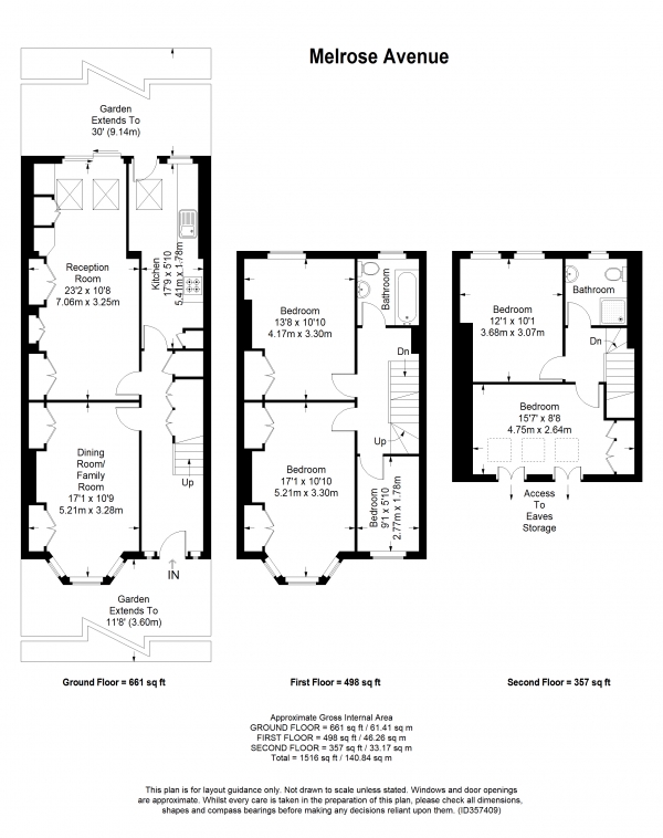 Floor Plan Image for 5 Bedroom Terraced House to Rent in Melrose Avenue, Wimbledon Park