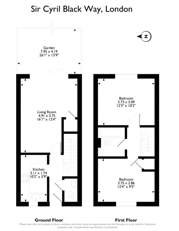 Floor Plan Image for 2 Bedroom Terraced House for Sale in Willows Court, 7 Sir Cyril Black Way, Wimbledon