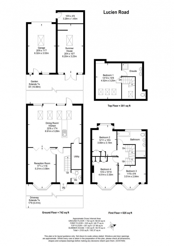 Floor Plan Image for 4 Bedroom End of Terrace House for Sale in Lucien Road, Wimbledon Park