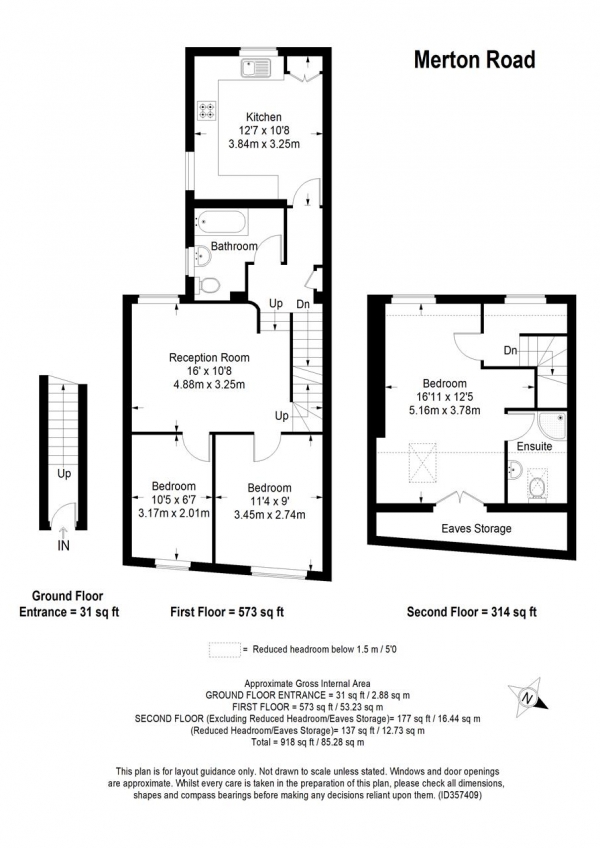 Floor Plan Image for 3 Bedroom Maisonette for Sale in Merton Road, Southfields