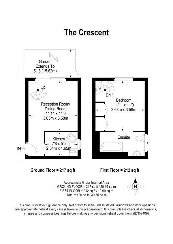 Floor Plan Image for 1 Bedroom Apartment to Rent in The Crescent, Wimbledon Park