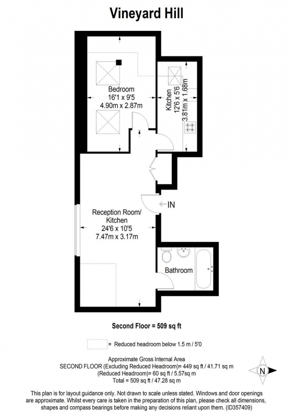 Floor Plan Image for 1 Bedroom Apartment to Rent in Vineyard Hill Road, Wimbledon Park