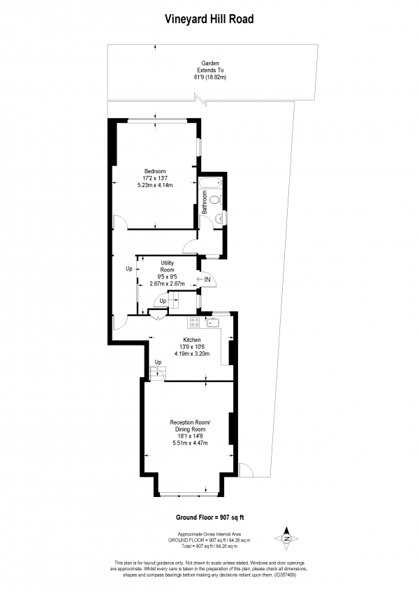 Floor Plan Image for 1 Bedroom Apartment to Rent in Vineyard Hill Road, London